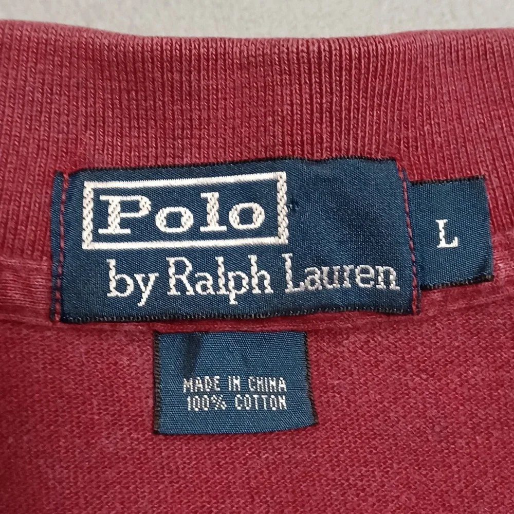 Polo Ralph Lauren Polo Shirt Mens L Burgundy Short Sleeve Pique Cotton Classic